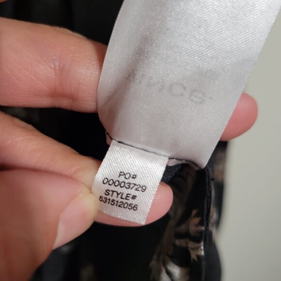 Vince Tossed Bouquet Floral Tie-neck Crinkled Black Blouse Small - Picture 11 of 12